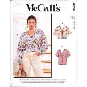 McCalls M8220 Misses XS to M Casual Loose Fitting Tops Uncut Sewing Pattern